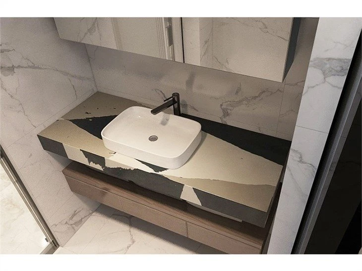 Multi Color Marble Look Quartz Stone Slab (2)